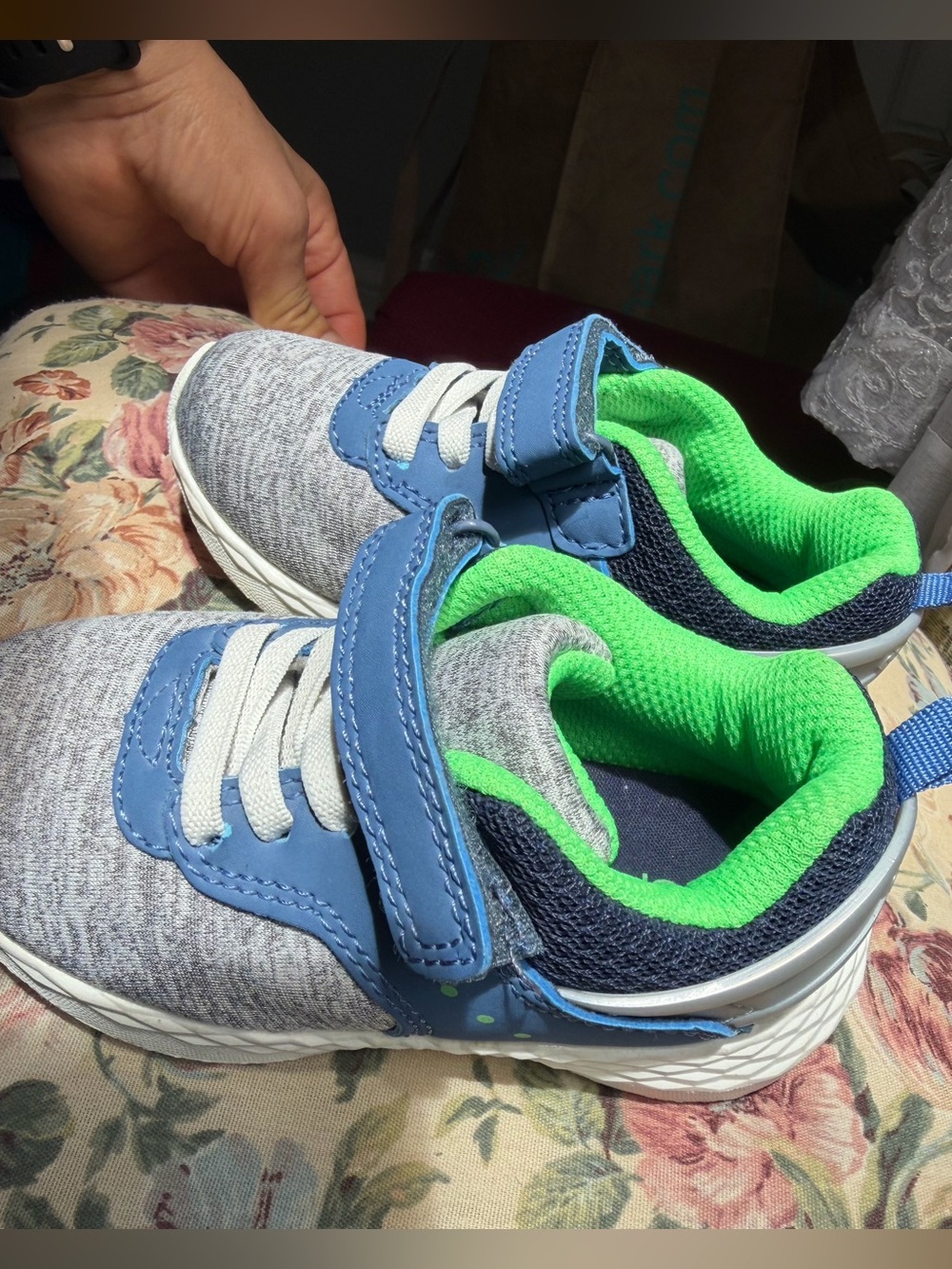 Carter's Blue and Gray Sneakers with Bright Green Linings